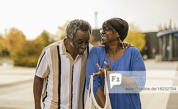 Glückliches älteres Paar  das miteinander redet