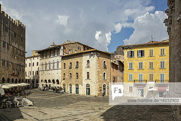 Town square of Massa Marittima on sunny day at Tuscany  Italy