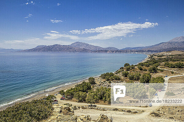 Greece  Crete  View of Mediterranean coast including archaeological site of Kommos