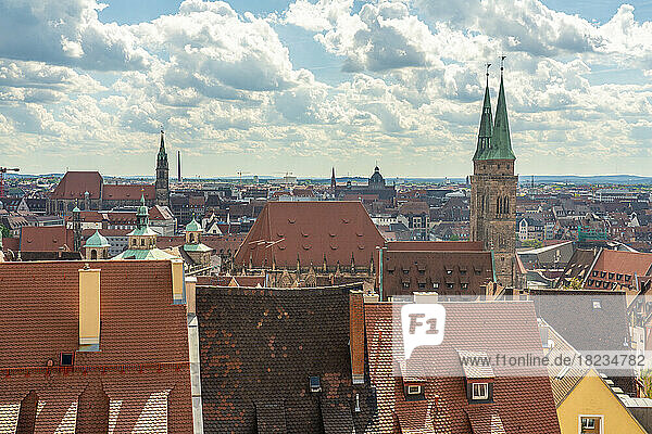 Germany  Bavaria  Nuremberg  Clouds over historic old town