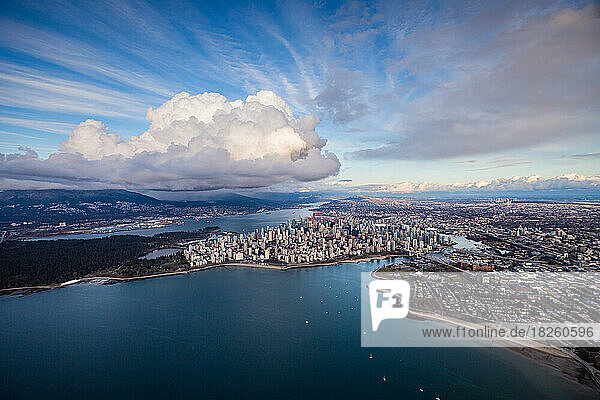 Vancouver Bay - Skyline Cumulus Cloud Aerial Photography