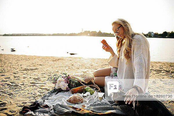 Woman blonde On The Beach In Spring
