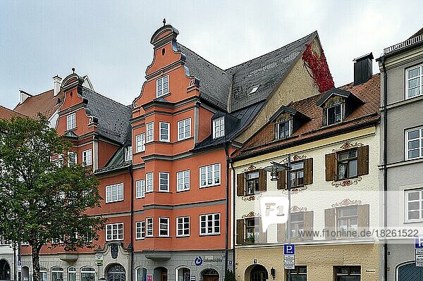 Giebelhäuser am St.-Mang-Platz in Kempten  Allgäu  Bayern  Deutschland  Europa
