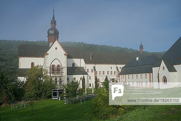 Morgennebel Kloster Eberbach Eltville Hessen Deutschland Europa
