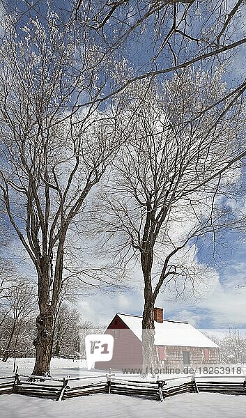 Winter in der Tempe Wick Cabin  Jockey Hollow National Historical Park  Morristown  New Jersey