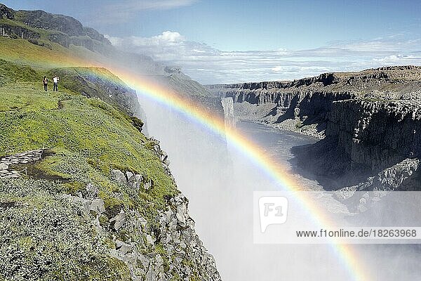 Rainbow Over Dettifoss Falls  Iceland  Europe