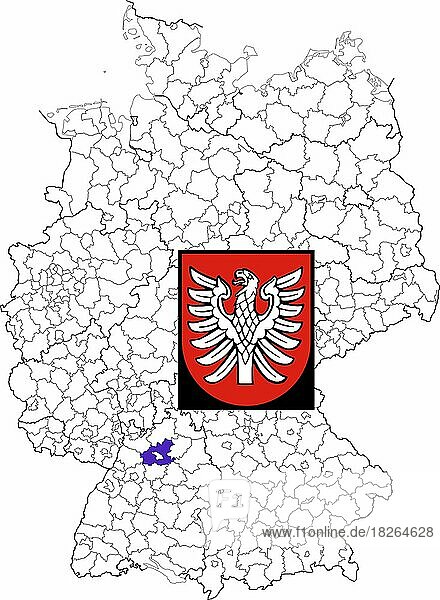 Landkreis Heilbronn in Baden-Württemberg  location of the Landkreis within Germany  coat of arms  with Landkreis coat of arms (editorial use only) (official emblem) (advertising use restricted by law)