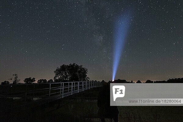 Milky Way  glow of a torch  Westhavelland Star Park  Rübehorst  Brandenburg  Germany  Europe