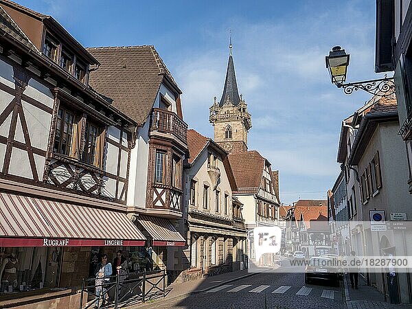 Fachwerkhäuser in der Altstadt  Oberehnheim  Obernai  Grand Est  Haut-Rhin  Elsass  Alsace  Frankreich  Europa