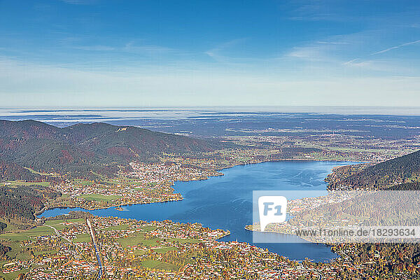 Germany  Bavaria  Rottach-Egern  View of Lake Tegernsee and surrounding towns