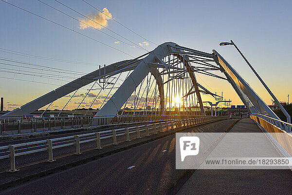 Netherlands  North Holland  Amsterdam  Enneus Heerma Bridge at sunset