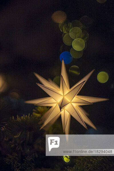 Illuminated star lantern in Christmas