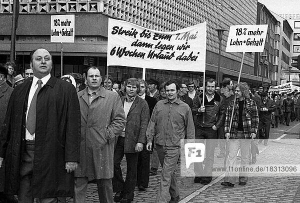 Das Streikgeschehen im Tarifkonflikt der Industriegewerkschaft Metall (IG Metall) vom 19.-21.3.1974 in Bremen und Bremerhaven  Deutschland  Europa
