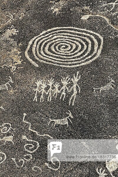 Petroglyphen der Hohokam-Indianer  die zwischen 300 und 1500 v. Chr. in den Tälern um Phoenix und Tucson lebten  USA  Nordamerika