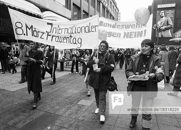Demonstration by woman and men on International Women's Day  07.03.1981 in Düsseldorf  Germany  Europe