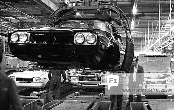 Car production at the Ford factory on 12.02.1976 in Cologne  Germany  Europe