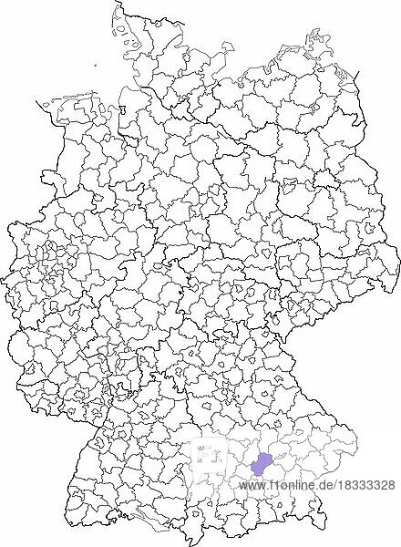 Landkreis Freising  in Bayern  Lage des Landkreis innerhalb von Deutschland