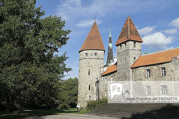 Loewenschede und Nunnadetagune  Wehrtürme in der historischen Stadtmauer auf dem Domberg  Tallinn  Estland  Europa