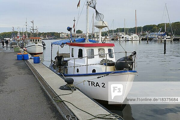 Fischerboote im Fischereihafen  Travemünde  Lübeck  Ostsee  Schleswig-Holstein  Deutschland  Europa