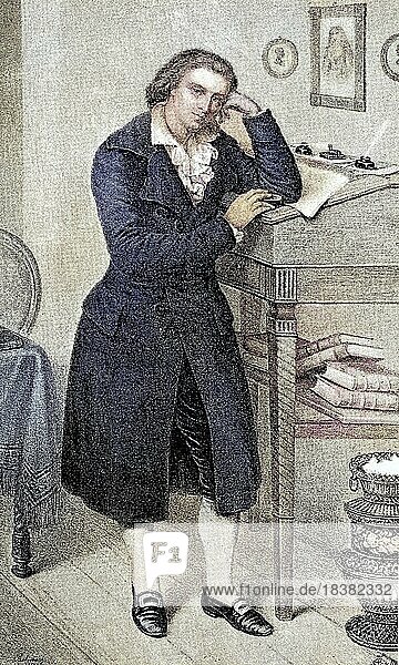 Johann Christoph Friedrich Schiller  10. November 1759  9. Mai 1805  war ein Arzt  Dichter  Philosoph und Historiker  digitale Reproduktion einer Originalvorlage aus dem 19. Jahrhundert  Originaldatum nicht bekannt