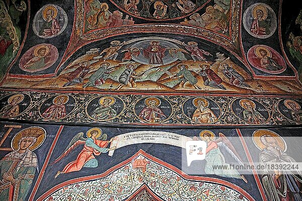 Wall painting in the Govora Monastery. Part of the construction of the monastery dates back to the time of Vlad Draculs principality (13th-14th c.)  Transylvania  Romania  Europe