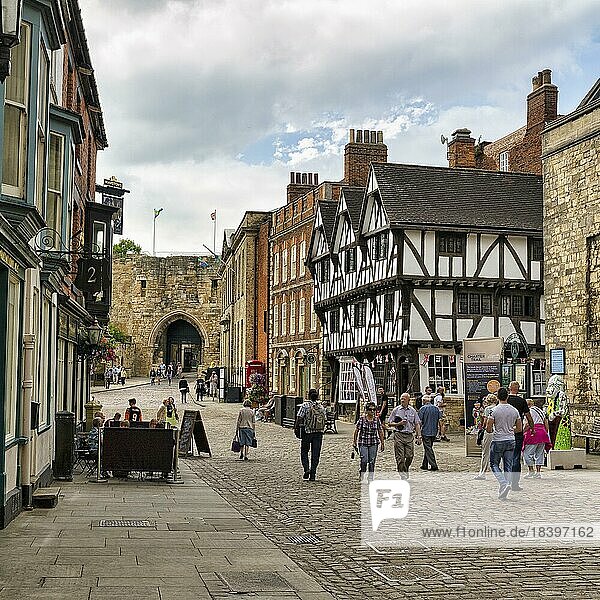 Pedestrians in the Old Town  Lincoln  Lincolnshire  England  United Kingdom  Europe