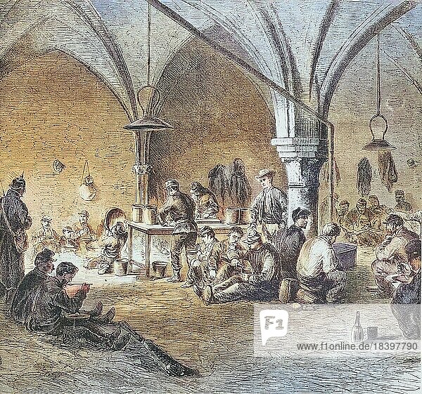 Garibaldian and Francs-tireurs prisoners in the main prison of Dijon  December 1870  illustrated war history  German  French war 1870-1871  Germany  France  Garibaldian and Francs-tireurs prisoners in the main prison of Dijon  illustrated war history  German  French war 1870-1871  Germany  France  Europe