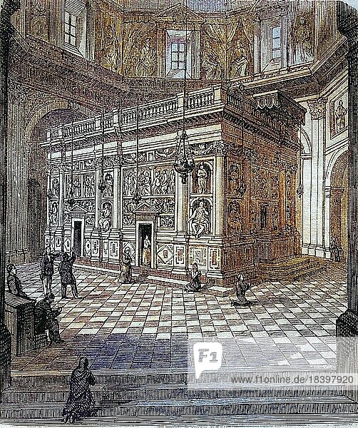 Biblical History  Casa Santa  the Holy House  Basilica of Loreto  Marche  Italy  Historical Steel Engraving from 1860  Europe