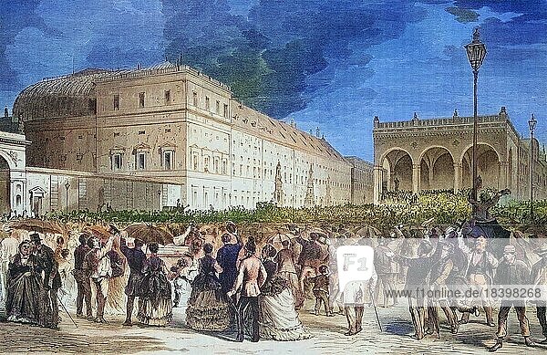 National homage in front of the royal residence in Munich on 17 July 1870  illustrated war chronicle 1870-1871  Franco-German campaign  Germany  France  Europe