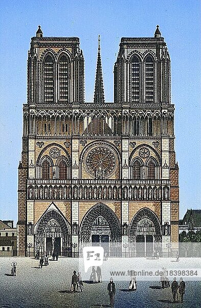 Paris  Notre Dame  Historischer Kupferdruck  ca 1890  Frankreich  Europa