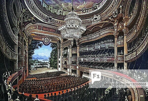 Paris  Oper  Innenraum  Frankreich  Historischer Kupferdruck  ca 1890  Europa