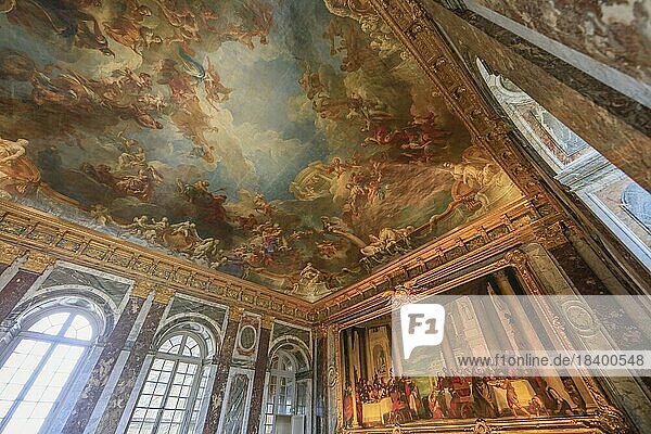 Hercules Hall with monumental painting The Supper in the House of Simon the Pharisee by Paolo Caliari called Veronese  Chateau de Versailles  Department of Yvelines  Ile-de-France Region  France  Europe