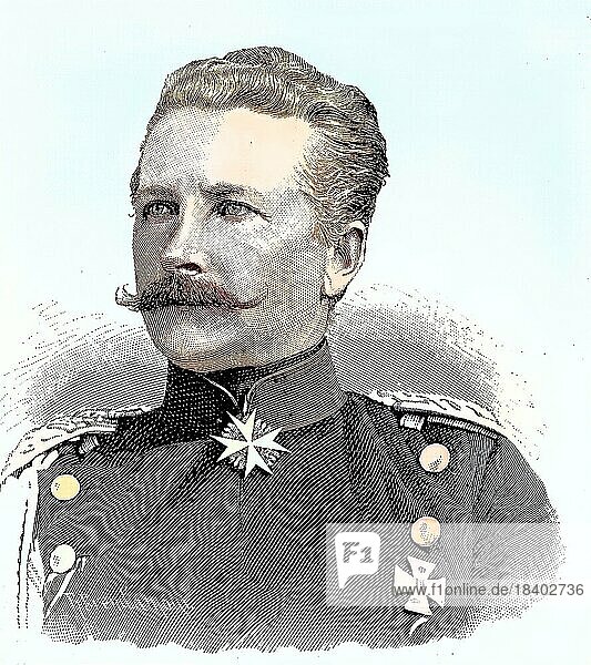 Georg Ernst Franz Heinrich von Waldersee  1824  1870  was a Prussian colonel and commander of the Queen Augusta Guard Grenadier Regiment No. 4  Situation from the time of the Franco-Prussian War or Franco-Prussian War  1870-1871  Historical  digitally restored reproduction from a 19th century original