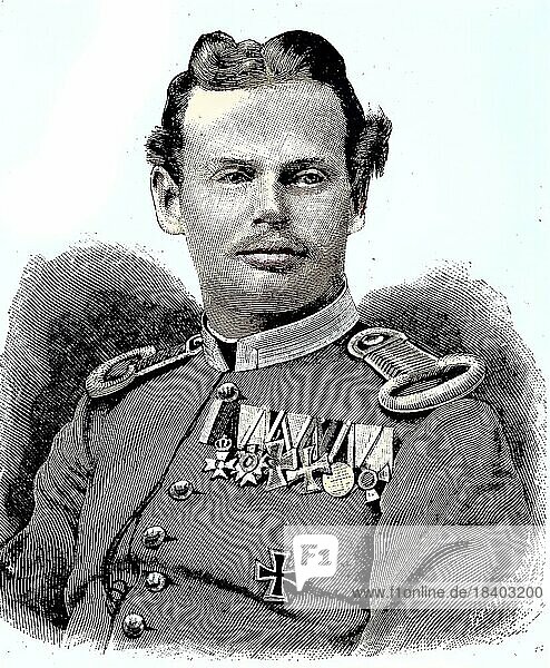 Militärpersonen im Deutsch-Französischen Krieg 1870  1871  Prinz Leopold Maximilian Joseph Maria Arnulf  Prinz von Bayern  9. Februar 1846  28. September 1930  war ein Feldmarschall  Historisch  digital restaurierte Reproduktion von einer Vorlage aus dem 19. Jahrhundert