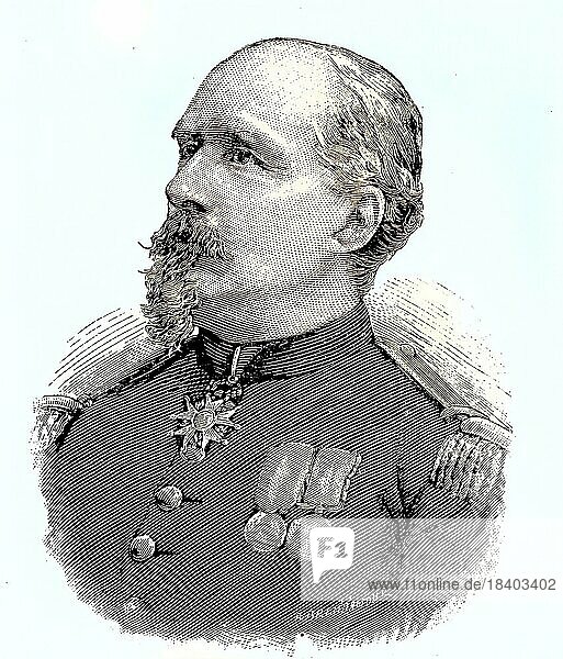 Pierre Marie Philippe Aristide Denfert-Rochereau (11. Januar 1823) (11. Mai 1878) war ein französischer Oberst  der durch seine Rolle bei der Verteidigung von Belfort Berühmtheit erlangte  Deutsch-Französischer Krieg  1870-1871  Historisch  digital restaurierte Reproduktion von einer Vorlage aus dem 19. Jahrhundert