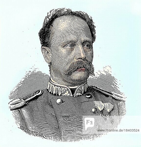 Siegmund Freiherr von Pranckh  1821  1888  descendant of the old Austrian noble family Pranckh  originally residing in the former Mark and later in the Duchy of Styria  was a Bavarian General and Minister of War  situation from the time of the Franco-Prussian War  1870-1871  Historical  digitally restored reproduction from a 19th century original