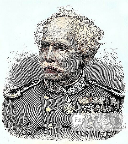 Julius Hartwig Friedrich von Hartmann  1817  1878  was a Prussian General of Cavalry  Situation from the time of the Franco-Prussian War or Franco-Prussian War  1870-1871  Historical  digitally restored reproduction from a 19th century original