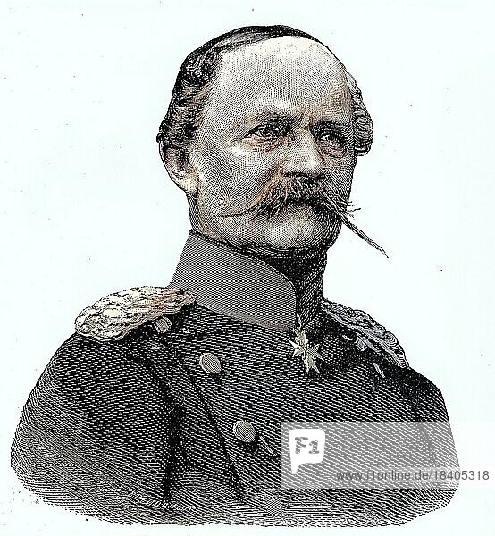 Prince Friedrich August Eberhard von Württemberg  Friedrich August Eberhard  Prince of Württemberg  1813  1885  Ban de Teuffer  Zehdenick  Province of Brandenburg  Kingdom of Prussia was a Royal Prussian Colonel General of Cavalry with the rank of Field Marshal and Commanding General of the Guard Corps for more than 20 years  Situation from the time of the Franco-Prussian War  1870-1871  Historical  digitally restored reproduction from a 19th century original