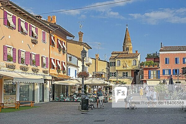 Square in the historic city centre of Caorle  coastal town in the Metropolitan City of Venice  Veneto  Northern Italy