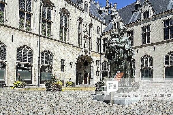 Statue De Moeder  The Mother by sculptor Ernest Wynants in the courtyard of the Mechelen  Malines city hall  Flanders  Belgium  Europe