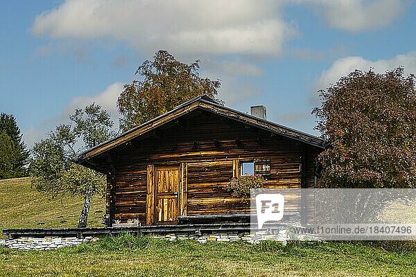 Alpine hut on the Alpe di Siusi  Val Gardena  Dolomites  South Tyrol  Italy  Europe