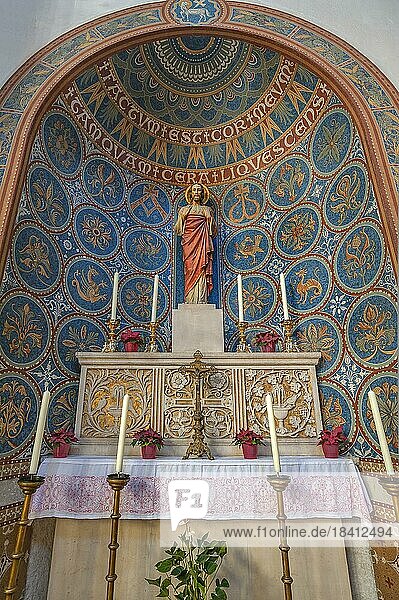 Side altar  Neo-Romanesque parish church of St. Anne in Lehel  Munich  Bavaria  Germany  Europe