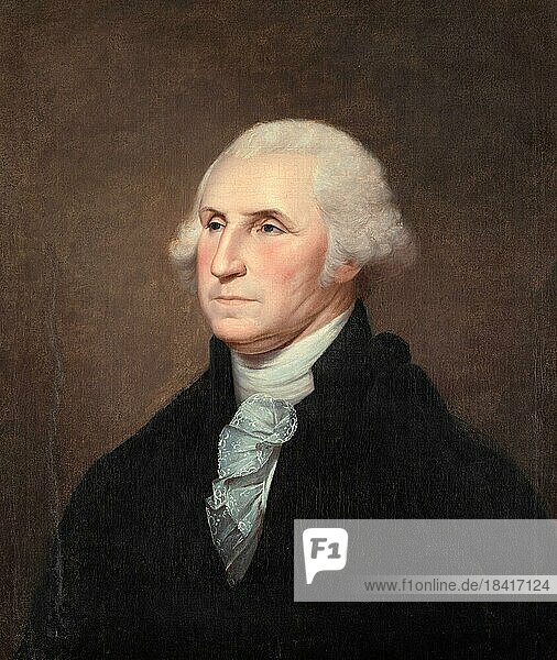 George Washington  22. Februar 1732-14. Dezember 1799  von 1789 bis 1797 der erste Präsident der Vereinigten Staaten von Amerika  painting by Rembrandt Peale (1778-1860)  Historisch  digital restaurierte Reproduktion einer historischen Vorlage