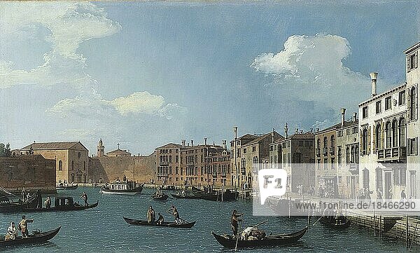 Blick auf den Santa-Chiara-Kanal in Venedig  um 1740  Italien  nach einem Gemälde von Canaletto  Historisch  digital restaurierte Reproduktion von einer Vorlage aus dem 18. oder 19. Jahrhundert  Europa