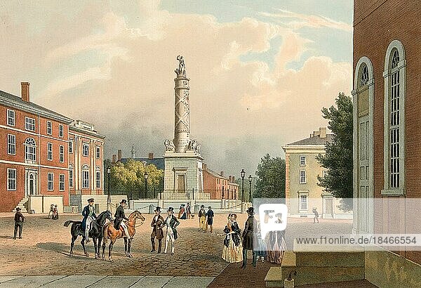 Baltimore  Battle-Monument  1848  America  Historic  digitally restored reproduction from a 19th century original