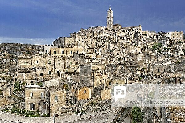 Sasso Barisano district at the Sassi di Matera complex of cave dwellings in the ancient town of Matera  capital city in Basilicata  Southern Italy