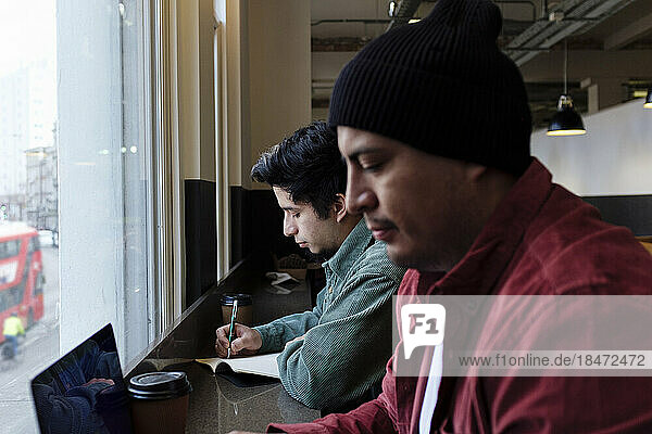 Freelancers working together in cafe