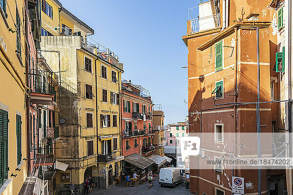 Italy  Liguria  Riomaggiore  Street in historic town