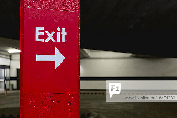 Exit sign in parking lot