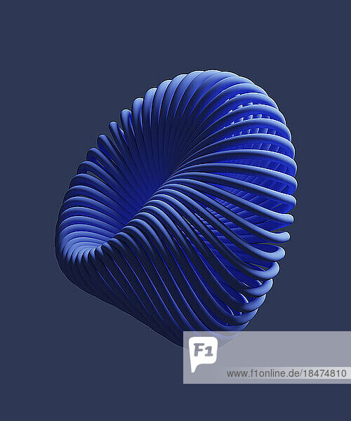 Blue abstract 3D design against colored background